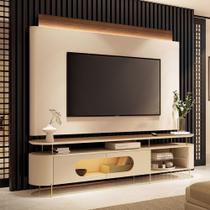 Painel TV 85 Pol Nobre e Rack Bancada Ária Off/Castanho - HB Móveis