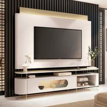 Painel TV 85 Pol Nobre e Rack Bancada Ária Off/Champanhe - HB Móveis