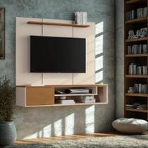 Painel TV Ate 43 Polegadas com Porta e Nicho Bahamas - Off White / Nature - MJM Casa dos Móveis