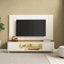 Painel TV até 75 Sala Rack Bancada 239cm Alvaro LED Tauari/Off White L04 - D Rossi