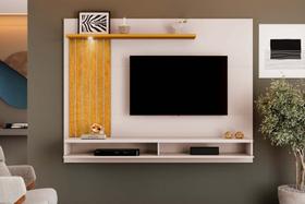 Painel TV Primer p/ TV até 60" Mdf/Mdp c/ Led e Prateleiras