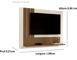 Painel TV Sala Até 43 Polegadas Summer - Off White / Nature - JM Casa dos Moveis
