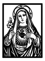 Painel Vazado Decorativo Sagrado Coração De Maria 60cm Preto