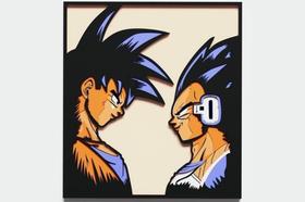 Painel Vegeta E Goku Dragon Ball Camadas Mdf 44cm Q3d0006