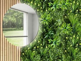 Painel Vertical Luxuoso Jardim Vertical Artificial Qualidade Premium Efeito 3D Cobre Total a Parede
