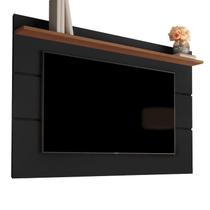 Painel VIV 1.80m Com Pintura UV Acabamento em Alto Relevo Para TV Até 65'' e Prateleira Superior Para Decoração Cor Black/Freijó