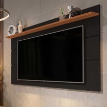 Painel Vivare New 1,80m Preto e Freijó para Tv Grande com Design Moderno Ripado Painel Vivare New 1,80m Preto e Freijó para Tv Grande com Design Moderno Ripado