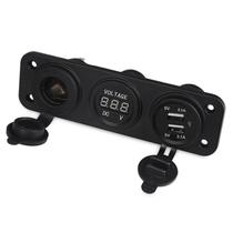 Painel Voltímetro Digital Carregador Usb Duplo Turbo 12-24 V