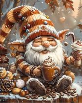 Paint by Numbers Santa Gnome Winter Snow Forest com moldura Paint by Numbers Santa Gnome Winter Snow Forest com moldura