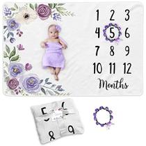 Paishanas Baby Monthly Milestone Blanket de Menina de lã fofinha super macia floral mensal do cobertor Adereços fotográficos para recém-nascidos Cenário fotográfico 60" x 40"