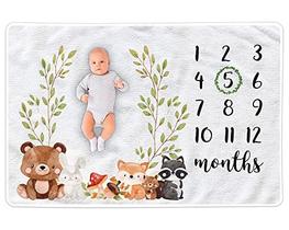 Paishanas Baby Monthly Milestone Blanket Menino garota de velo premium super macio mensal do cobertor Adereços fotográficos para recém-nascidos Cenário fotográfico 60" x 40" Gênero Neutro