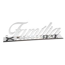Palavra Decorativa de Mesa Sala Rack - Familia - MDF + Acrílico Espelhado Prata