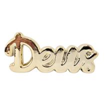 Palavra Decorativa Deus - Cerâmica Brilhante Dourada - Enfeite Mesa Rack Sala Luxo