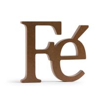 Palavra Decorativa Fé 23cm x 20cm x 25mm Feito em MDF - Natural