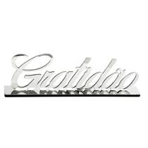 Palavra Decorativa Gratidão Espelhado Prata Decoração Sala Elegante