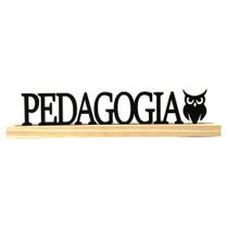 Palavra Decorativa Profissão Pedagogia - Madeira Com Base