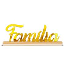 Palavra Família Em Acrilico Dourado Espelhado Decoração Top - Decoraset