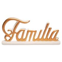 Palavra Família Em Cerâmica Decoração - Gold White