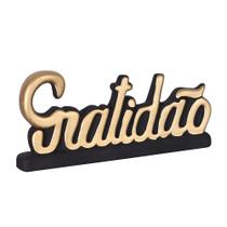 Palavra Gratidão Grande em Cerâmica Fosca Decor de Sala - Black Gold