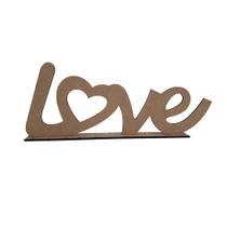 Palavra Love Coração 20x7 Com Base Laser - MDF Madeira