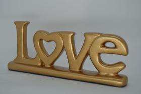 Palavra Love Dourado Decorativa De Cerâmica