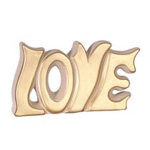 Palavra Love Grande em Cerâmica Fosca Decor de Sala - Bege Gold