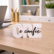 PALAVRA Ore e Confie Decoração para Sala Quarto Escritório Enfeite Moderno Religioso