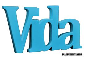 Palavra Vida Decorativa 23x12 Mdf Madeira Pintada