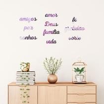 Palavras Decorativas Positivas Espelhadas Roxo