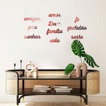Palavras Decorativas Positivas Espelhadas Vermelho