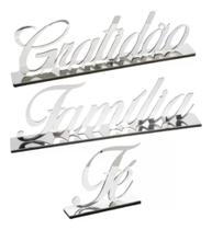 Palavras Gratidão, Familia e Fé Acrilico Dourado Decoração De Ambientes Palavras Gratidão, Familia e Fé Acrilico Dourado Decoração De Ambientes