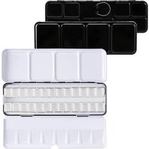 Paleta De Aquarela Metálica Dobrável De 26 Cavidades Bview Art Com Meias Pans Para Artistas