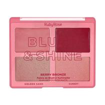 Paleta de Blush e Iluminador Ruby Rose Blush & Shine Berry Bronze 19,41g