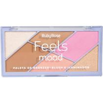 Paleta De Bronze Blush e Iluminador Feels Mood Rubyrose