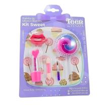 Paleta de Gloss e Batom Bastão Infantil Kit Sweet Fenzza