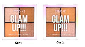 Paleta de iluminador e contorno - Glam up - Pink 21 cosmetics