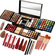 Paleta de maquiagem Miss Rose M 187 cores com batom e rímel