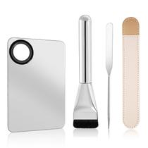 Paleta de Mistura para Maquiagem KissDate com Pincel para Base e Espátula Coreana, Bandeja de Paleta de Maquiagem em Aço Inoxidável para Mistura e Arte em Unhas Paleta de Mistura para Maquiagem KissDate com Pincel para Base e Espátula Coreana, Bandeja de Paleta de Maquiagem em Aço Inoxidável para Mistura e Arte em Unhas