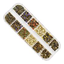 Paleta de pedrarias olho de gato 3 e 4mm decoração das unhas