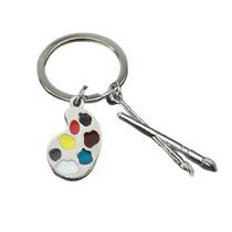 Paleta de pintura criativa de chaveiro com pincel em liga de zinco