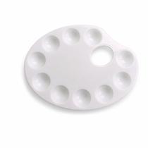 Paleta de Pintura Oval Branca com 10 Cavidades 22x17 cm Suporte Profissional para Mistura de Cores em Ateliê e Artesanato Paleta de Pintura Oval Branca com 10 Cavidades 22x17 cm Suporte Profissional para Mistura de Cores em Ateliê e Artesanato