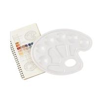 Paleta De Pintura Plástica Oval Com 6 Compartimentos E Furo Para O Dedo, Para Aquarela E Guache, 10,