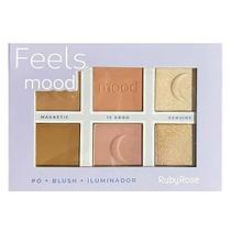 Paleta De Pó Blush E Iluminador Feels Mood Ruby Rose Hb-7524