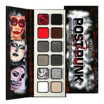 Paleta de sombras Afflano Goth Makeup Grey Black, paleta de sombras Grunge Smokey Eye altamente pigmentada, mesclável Chrome Glitter, prata, branco, cinza, vermelho escuro, maquiagem Emo SFX Halloween