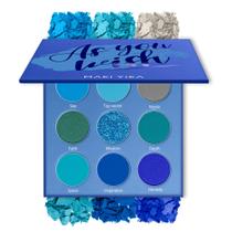 Paleta de Sombras Maki Yika Blue - 9 Cores Matte, Shimmer e Glitter