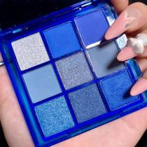 Paleta de sombras Yeweian Blue 9 cores Glitter Matte Makeup Paleta de sombras Yeweian Blue 9 cores Glitter Matte Makeup