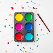 Paleta Godê Aluminio Para Pintura Tinta Aquarela 6 Cavidades RetangularPara Arte Tintas Acrílica e Guache