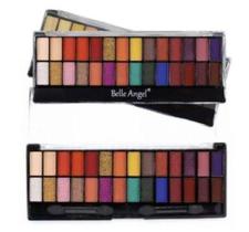 Paleta Maquiagem Kit 28 Sombras Fosca e Metálica Variadas c/ pincéis - Belle Angel