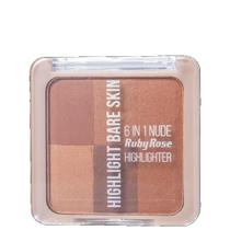 Paleta Pó Iluminador Hihlight Bare Skin 6 em 1 Nude Nº 04 HB-7214 Ruby Rose