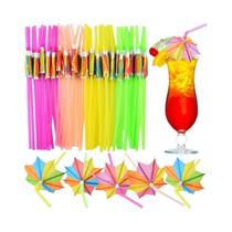 Palhas de coquetel havaianas, 50pcs, flor fantasia, bar, tropical, verão, praia, luau, tiki